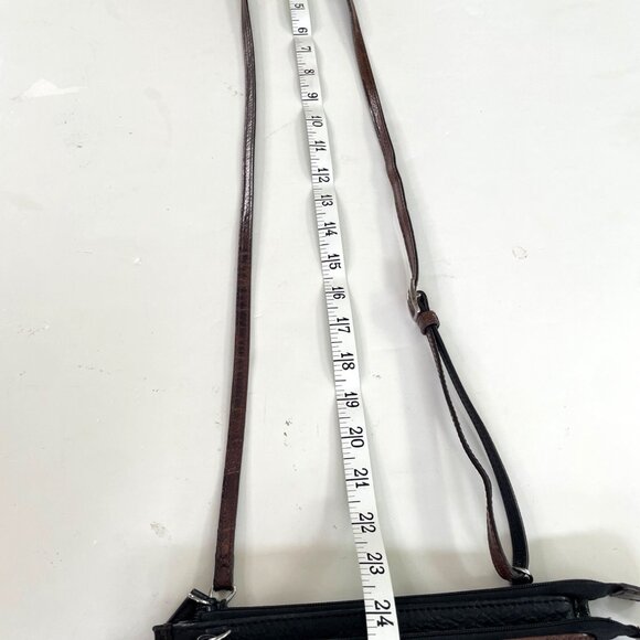 Brighton Black & Brown Leather Crossbody Bag With Adjustable Strap - Picture 8 of 13